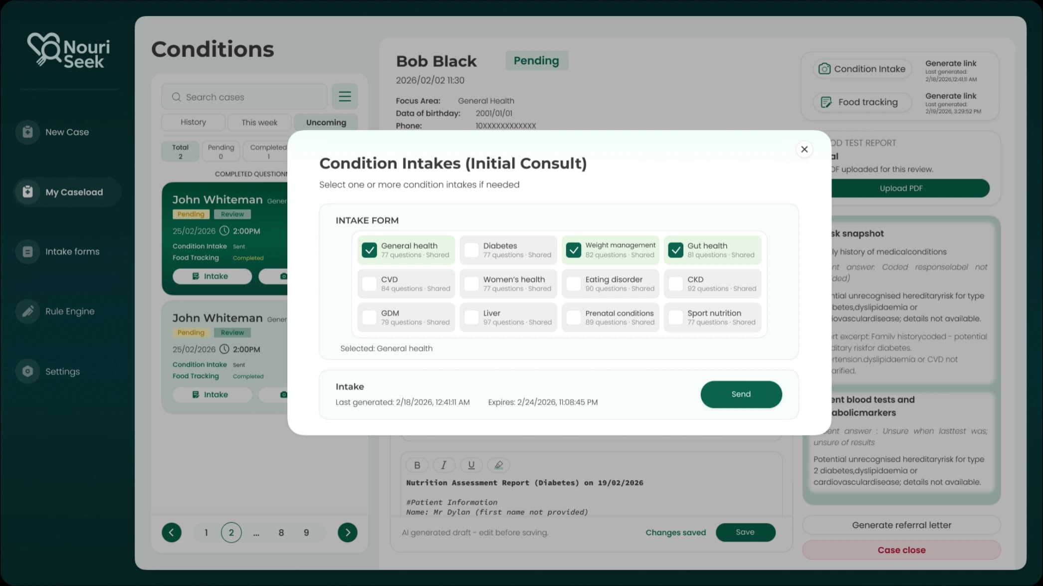 Smart Intakes Interface